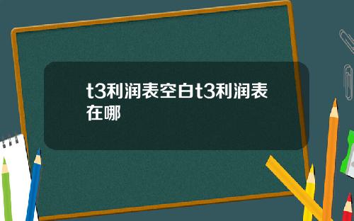 t3利润表空白t3利润表在哪