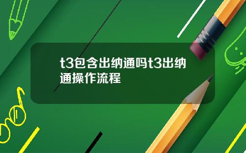 t3包含出纳通吗t3出纳通操作流程