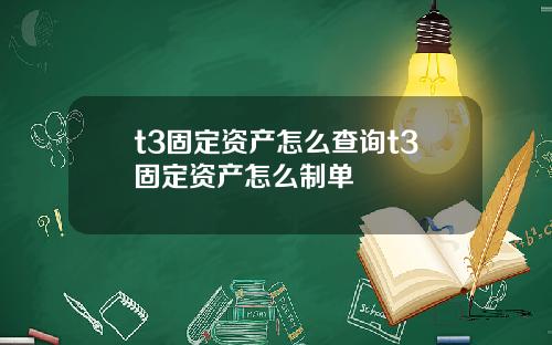 t3固定资产怎么查询t3固定资产怎么制单