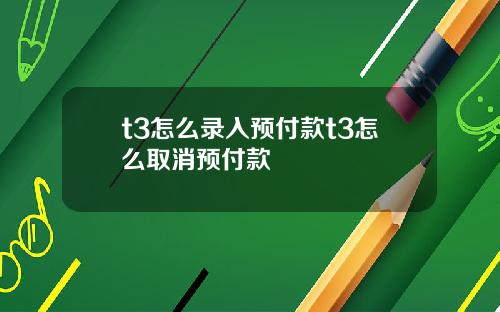 t3怎么录入预付款t3怎么取消预付款