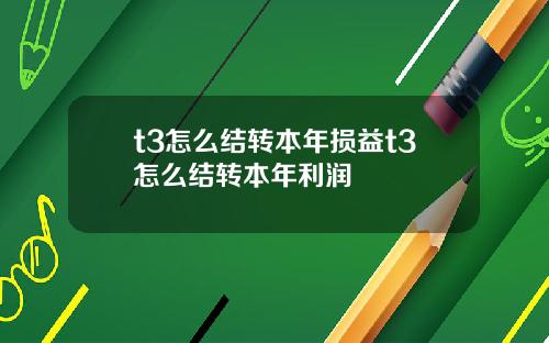 t3怎么结转本年损益t3怎么结转本年利润