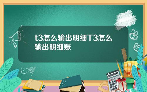 t3怎么输出明细T3怎么输出明细账