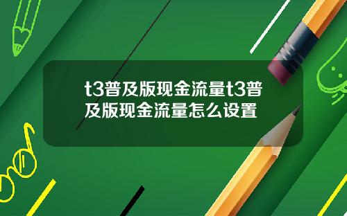 t3普及版现金流量t3普及版现金流量怎么设置