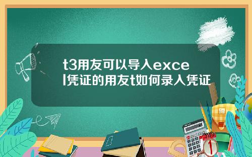 t3用友可以导入excel凭证的用友t如何录入凭证