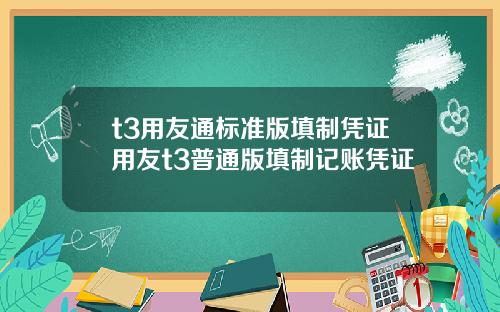 t3用友通标准版填制凭证用友t3普通版填制记账凭证