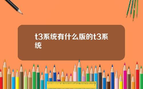 t3系统有什么版的t3系统