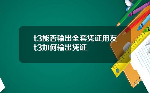 t3能否输出全套凭证用友t3如何输出凭证