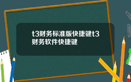 t3财务标准版快捷键t3财务软件快捷键