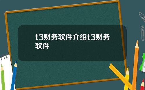 t3财务软件介绍t3财务软件