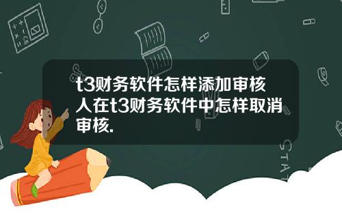 t3财务软件怎样添加审核人在t3财务软件中怎样取消审核.