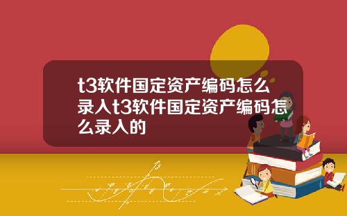 t3软件国定资产编码怎么录入t3软件国定资产编码怎么录入的