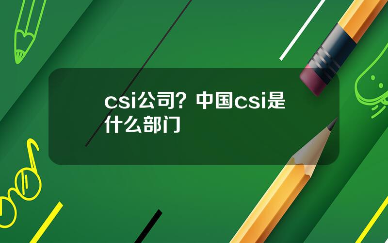 csi公司？中国csi是什么部门