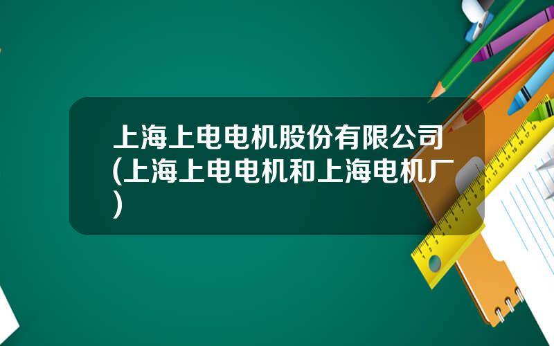 上海上电电机股份有限公司(上海上电电机和上海电机厂)