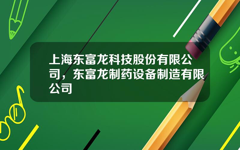 上海东富龙科技股份有限公司，东富龙制药设备制造有限公司