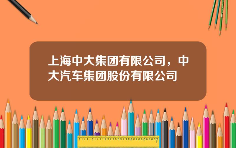 上海中大集团有限公司，中大汽车集团股份有限公司