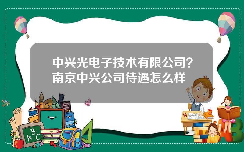 中兴光电子技术有限公司？南京中兴公司待遇怎么样