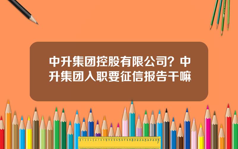 中升集团控股有限公司？中升集团入职要征信报告干嘛