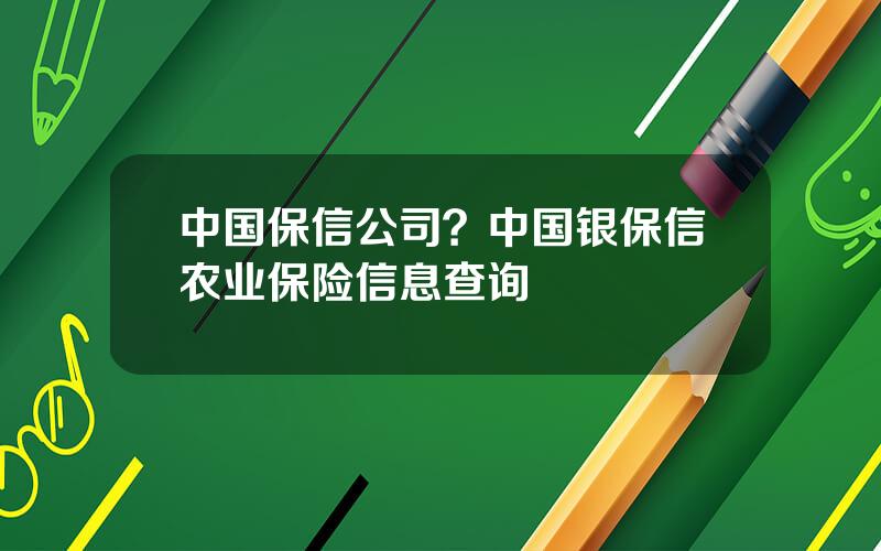 中国保信公司？中国银保信农业保险信息查询