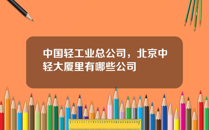 中国轻工业总公司，北京中轻大厦里有哪些公司