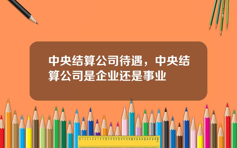 中央结算公司待遇，中央结算公司是企业还是事业