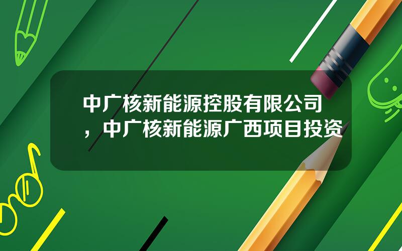 中广核新能源控股有限公司，中广核新能源广西项目投资