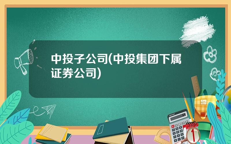 中投子公司(中投集团下属证券公司)