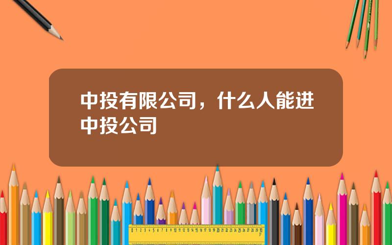 中投有限公司，什么人能进中投公司