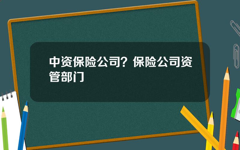 中资保险公司？保险公司资管部门