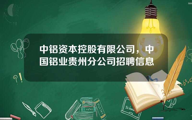 中铝资本控股有限公司，中国铝业贵州分公司招聘信息