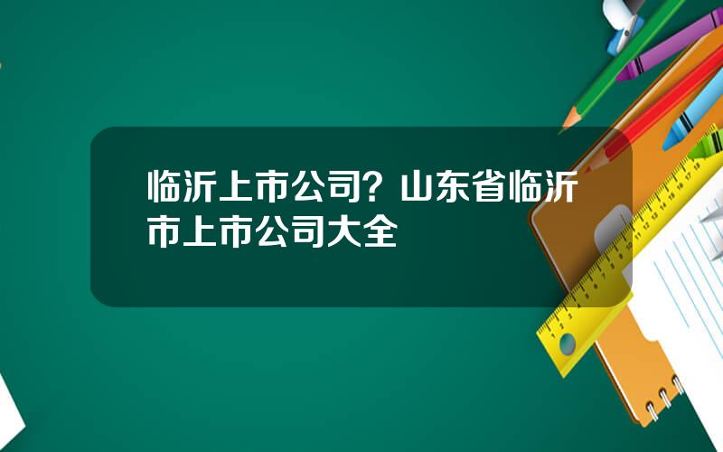 临沂上市公司？山东省临沂市上市公司大全