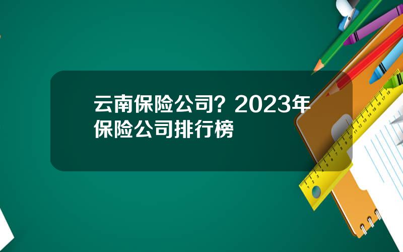 云南保险公司？2023年保险公司排行榜