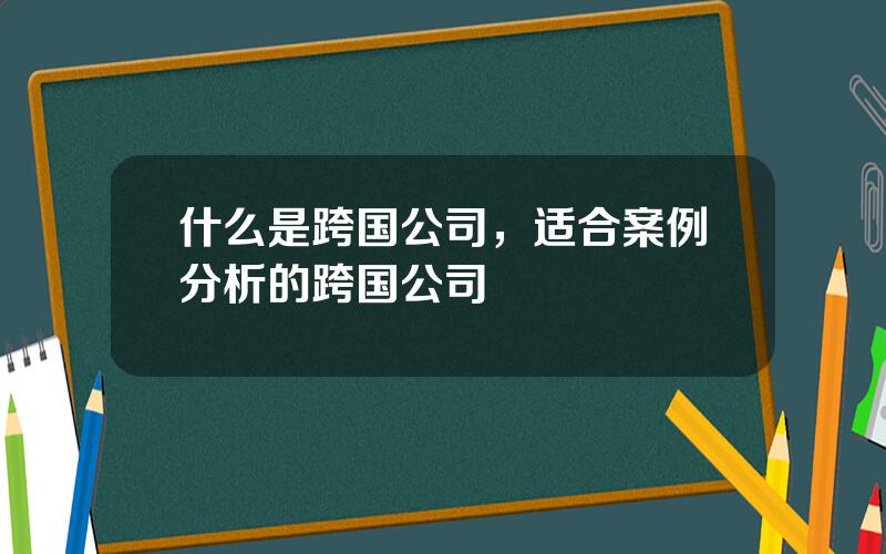 什么是跨国公司，适合案例分析的跨国公司