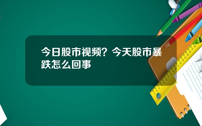 今日股市视频？今天股市暴跌怎么回事