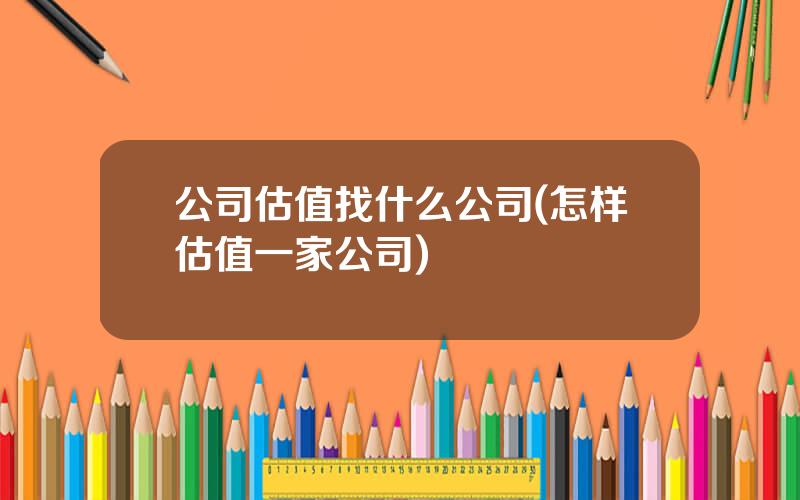 公司估值找什么公司(怎样估值一家公司)