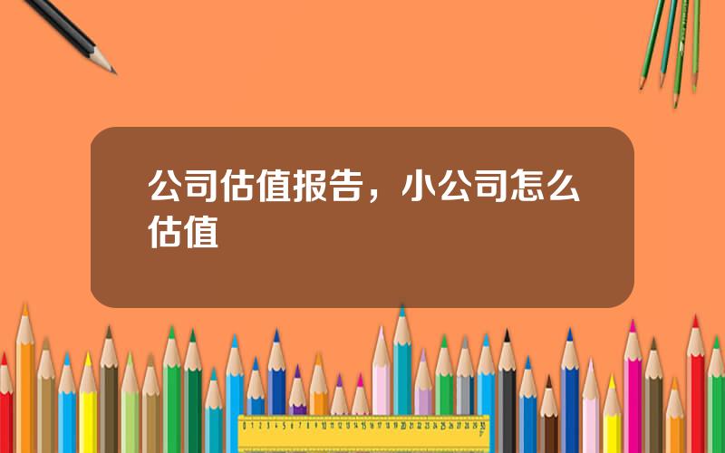 公司估值报告，小公司怎么估值