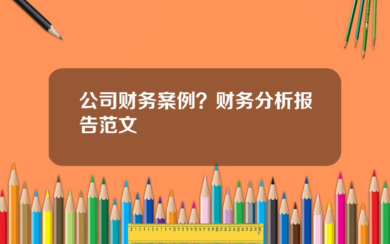 公司财务案例？财务分析报告范文