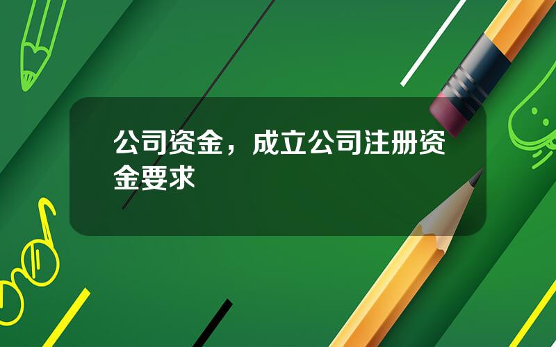 公司资金，成立公司注册资金要求