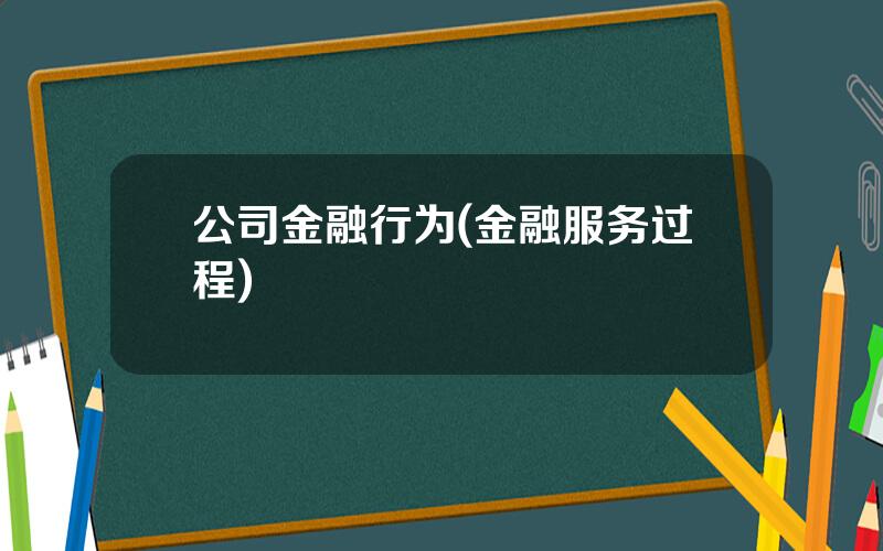 公司金融行为(金融服务过程)