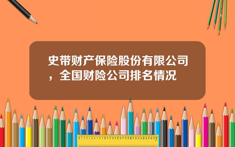 史带财产保险股份有限公司，全国财险公司排名情况