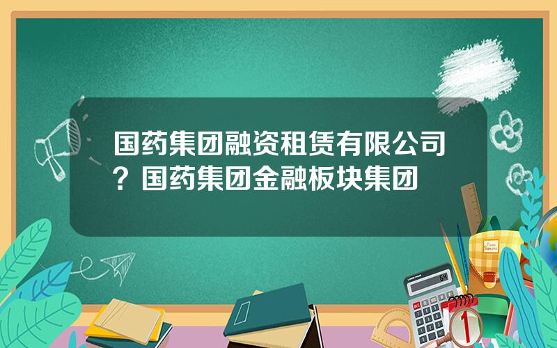 国药集团融资租赁有限公司？国药集团金融板块集团