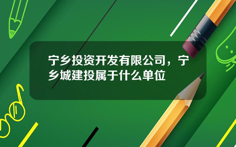 宁乡投资开发有限公司，宁乡城建投属于什么单位