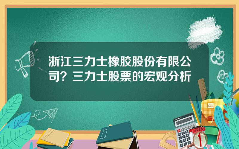 浙江三力士橡胶股份有限公司？三力士股票的宏观分析